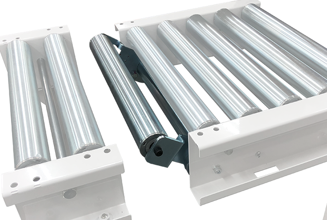 遮断コンベヤ部の<br />
乗り継ぎローラモジュール